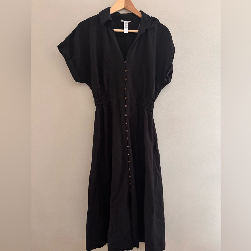 Midnight Sky | Black Button Up Dress